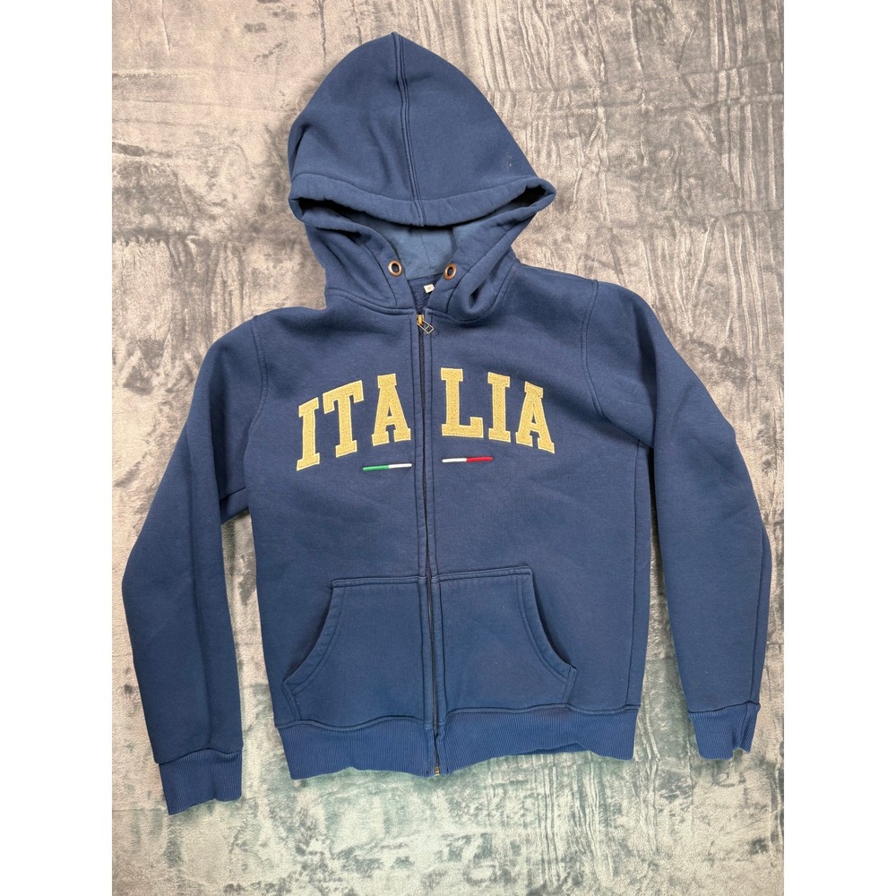 Unbranded Zip Up Hoodie Men M Blue Italia Graphic Fleece Sweatshirt Athletic